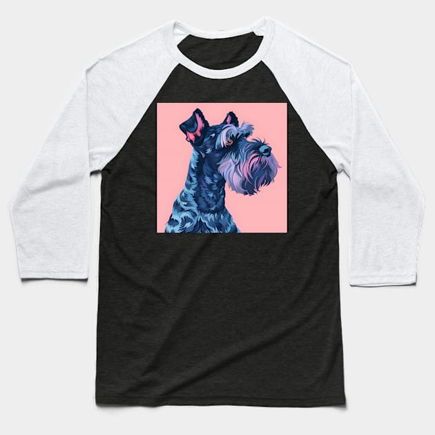 70s Kerry Blue Terrier Vibes: Pastel Pup Parade Baseball T-Shirt by NatashaCuteShop